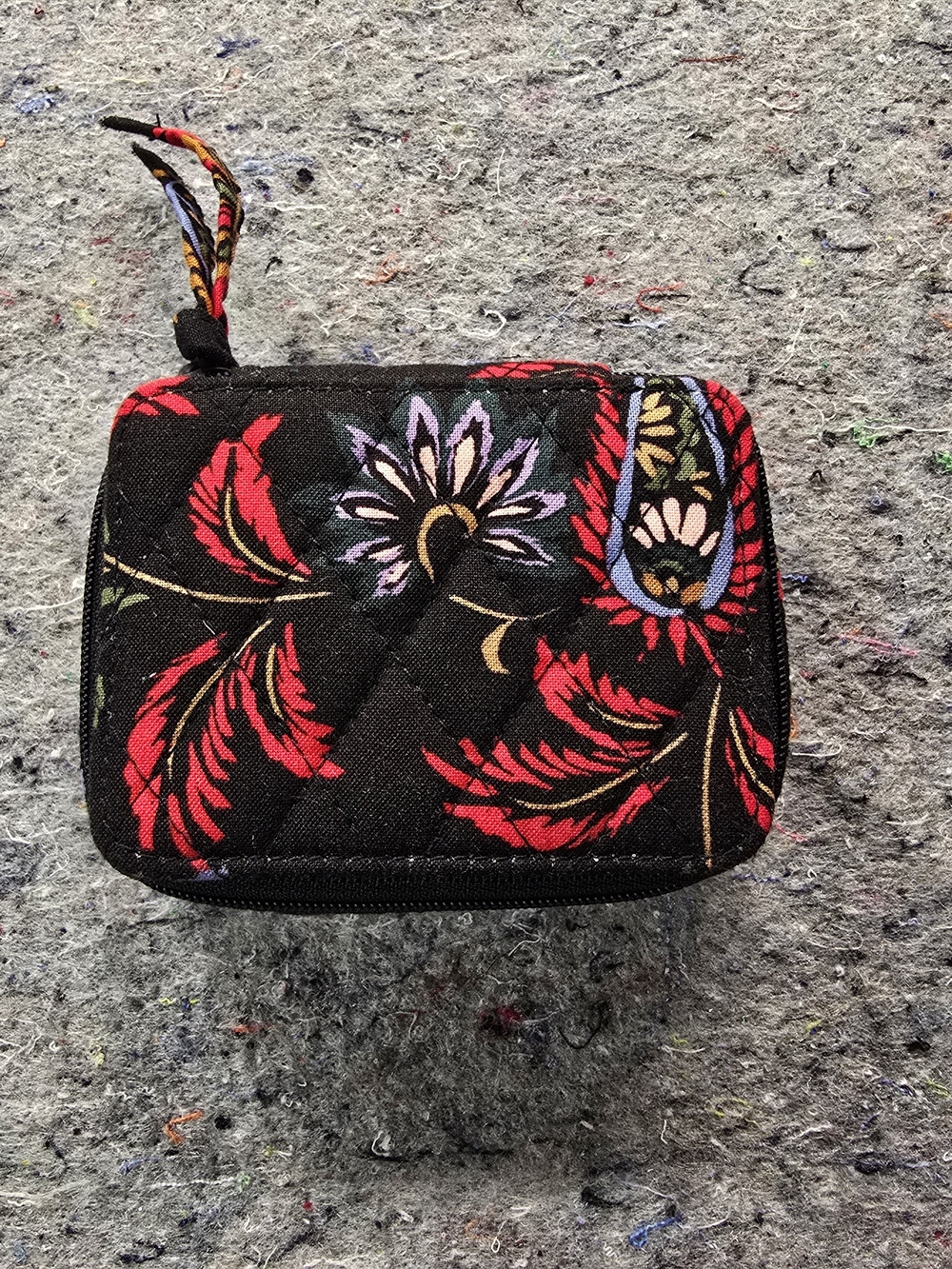 Vera Bradley Black Floral Quilted Zip Accessory Case